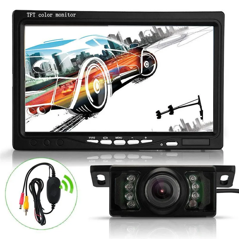 

Car Reverse Camera 7" TFT LCD Car Rear View Backup Monitor+Wireless Parking Night Vision Camera Kit dropship 19j10