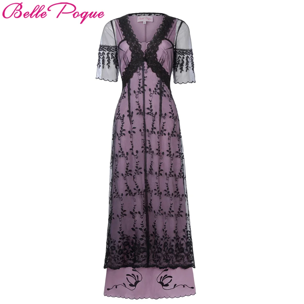 Женское винтажное платье Belle Poque готическое ретро с коротким рукавом кружевное