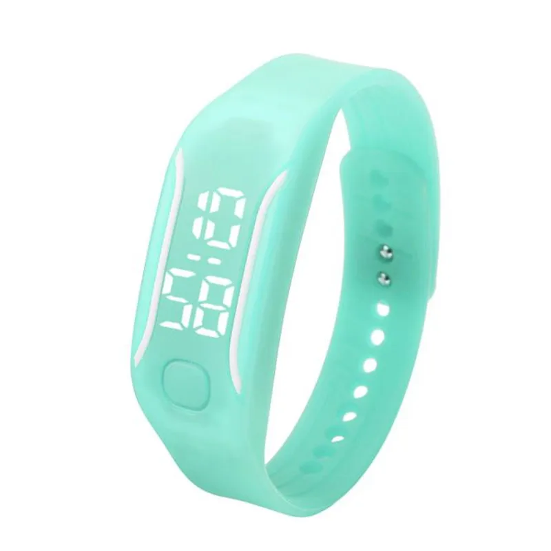 Модные мужские и женские повседневные спортивные часы-браслет, белый светодиодный электронный цифровой карамельный цвет, силиконовые наручные часы для детей# S