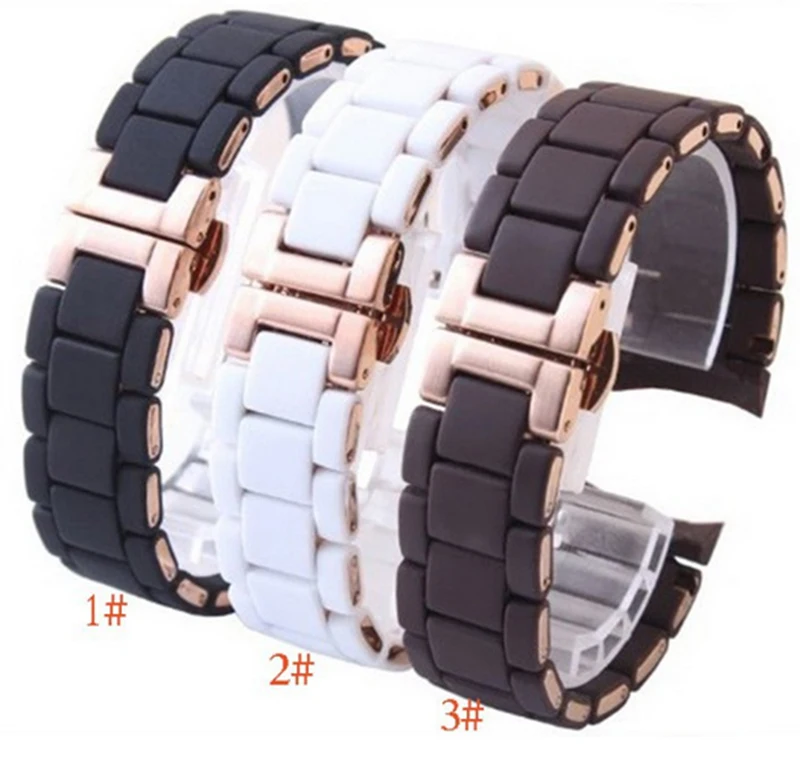 new Rubber wrap stainless steel watchband Rose gold in Black silicone rubber for brand male 23mm