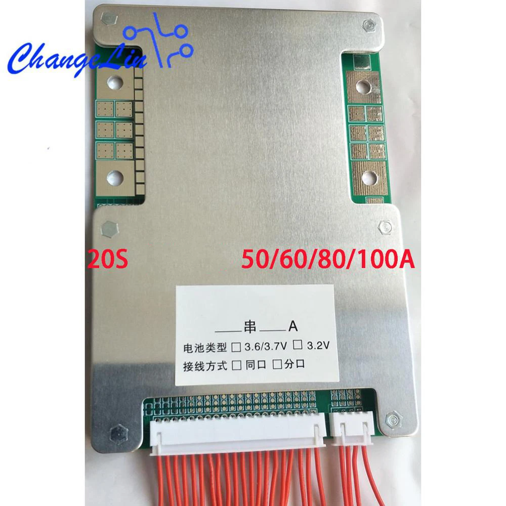 20S BMS 50A 60A 80A 100A Li Ion Lipo Lifepo4 Защитная плата для литиевых батарей PCB PCM Cell Pack модуль