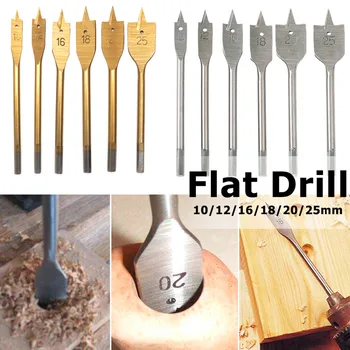 

Flat Drill 6pcs/set Hex Shank Spade Bits Flat Boring Bit Wood Drill Bit Power Tool Hole Saw 10,12,16,18,20,25mm Woodworking Tool