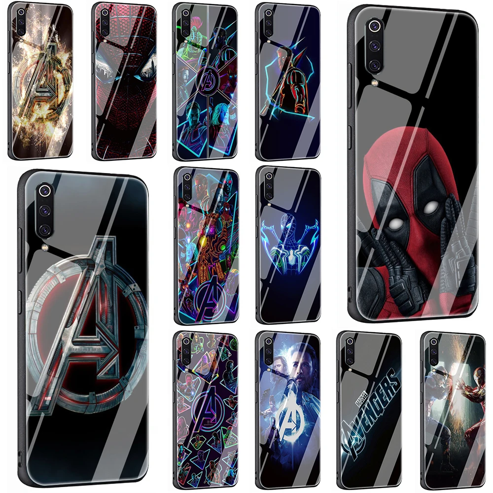 

Marvel Superheroes The Avengers Tempered Glass TPU Cover Case for Xiaomi 8 Lite A1 A2 9 Redmi Note 5 6 7 Pro 6A 4X POCOPHONE F1