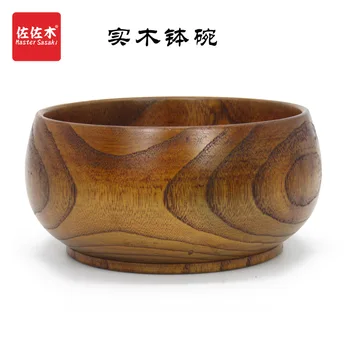 

free shipping chinese/asian/japanese style Large size Rice/Noodles/Sushi/Food/Sugar/Soup/Fruits wood bowl15.5-17.5cm