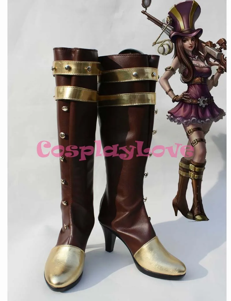 

Custom Made American Game LOL Caitlyn the Sheriff of Piltover Cosplay Shoes Boots For Christmas Halloween Festival