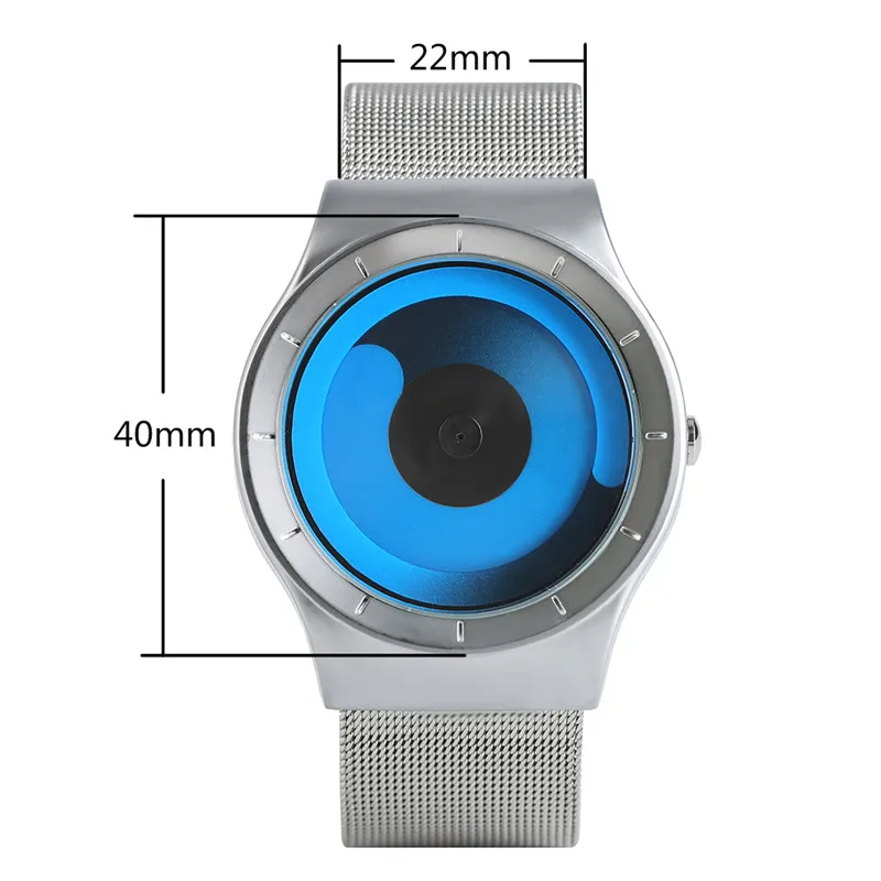 Creative Unique Gradual Turntable Swirl Watches Stainless Steel Strap Mesh Quartz Sport Watch Men Blue Ocean Style Unisex Gifts Creative Unique Gradual Turntable Swirl Watches Stainless Steel Strap Mesh Quartz Sport Watch Men Blue Ocean Style Unisex Gifts