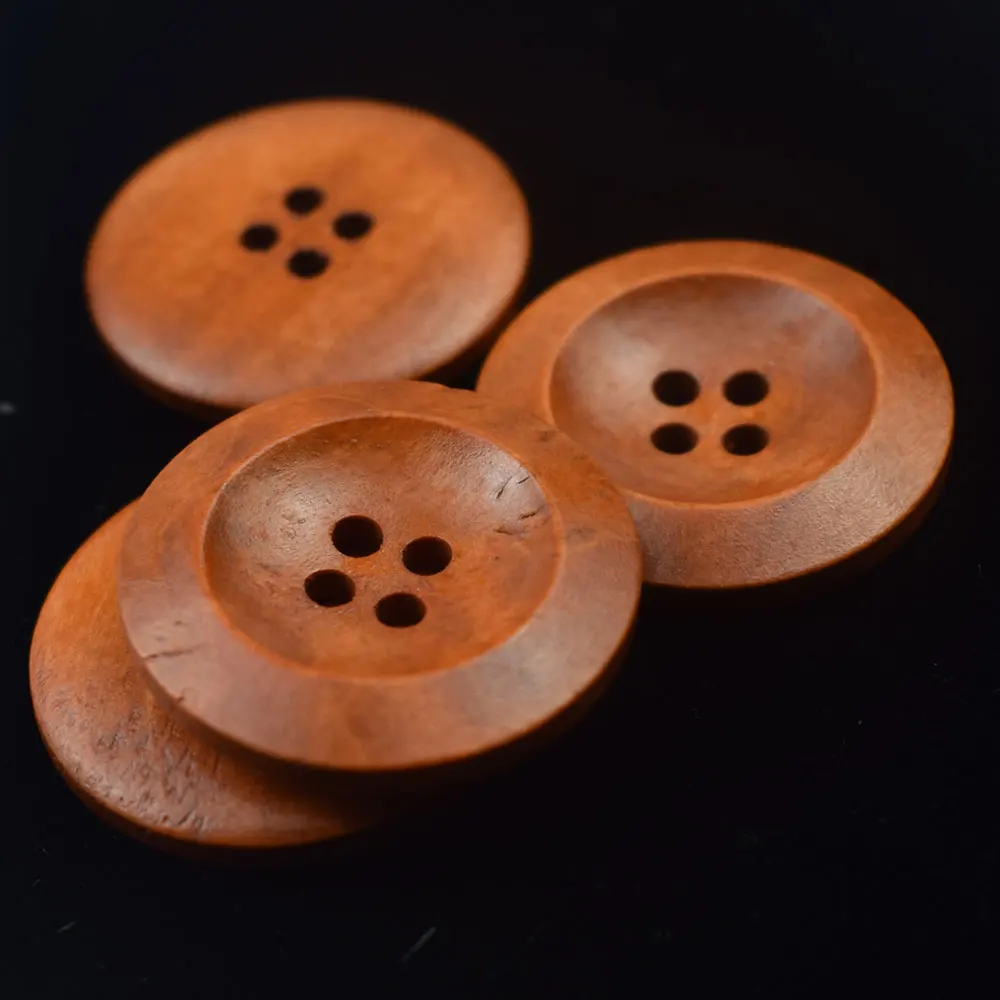 10Pcs Button Wood Sewing 4 Hole For Sweater Clothing Scrapbook Round Brown 40mm 