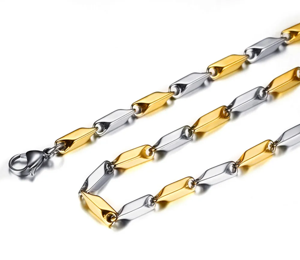 Vnox 55 см длинные золотые-Цвет цепи Цепочки и ожерелья для Для мужчин Нержавеющая сталь металла DIY подвеска