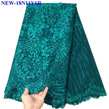 

2018 High Quality Nigerian African embroidered Lace Fabric With Stones Embroidery African Cord Lace Fabric For Party Dress XXR01