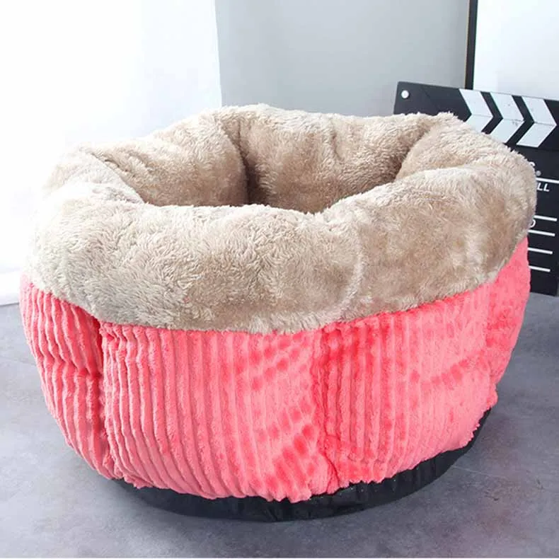 JORMEL круглая кровать для собаки кошки зимний теплый спальный лежак коврик для щенка питомника кровать для питомца машинная стирка - Цвет: Pink