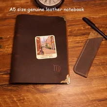 Новинка, А5 Размер, натуральная кожа, блокнот для путешествий, винтажный блокнот, наполнитель, крафт-бумага, А5 материал, Эсколар, школьные принадлежности