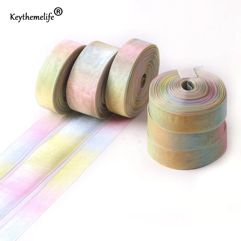 50 ярдов белая лента градиент цвета радуги DIY упаковка оберточная лента для подарков лента DA