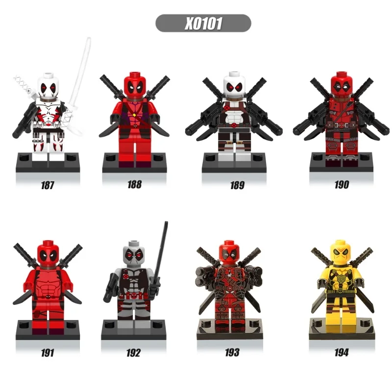 

Single Sale Marvel Comics Super Heroes X-Men White Yellow Red Deadpool Figures Building Block For Children Model Collection Toys