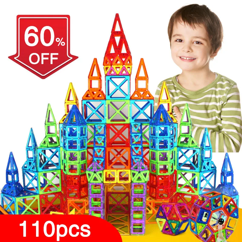 New 110pcs Mini Magnetic Designer Construction Set Model Building Toy Plastic Magnetic Blocks Educational Toys For