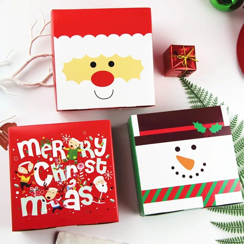 

14*14*5CM Hello Christmas Design Gift Wrap Storage Paper Box As Gift Packaging DIY Candy Chocolate Pack Gift