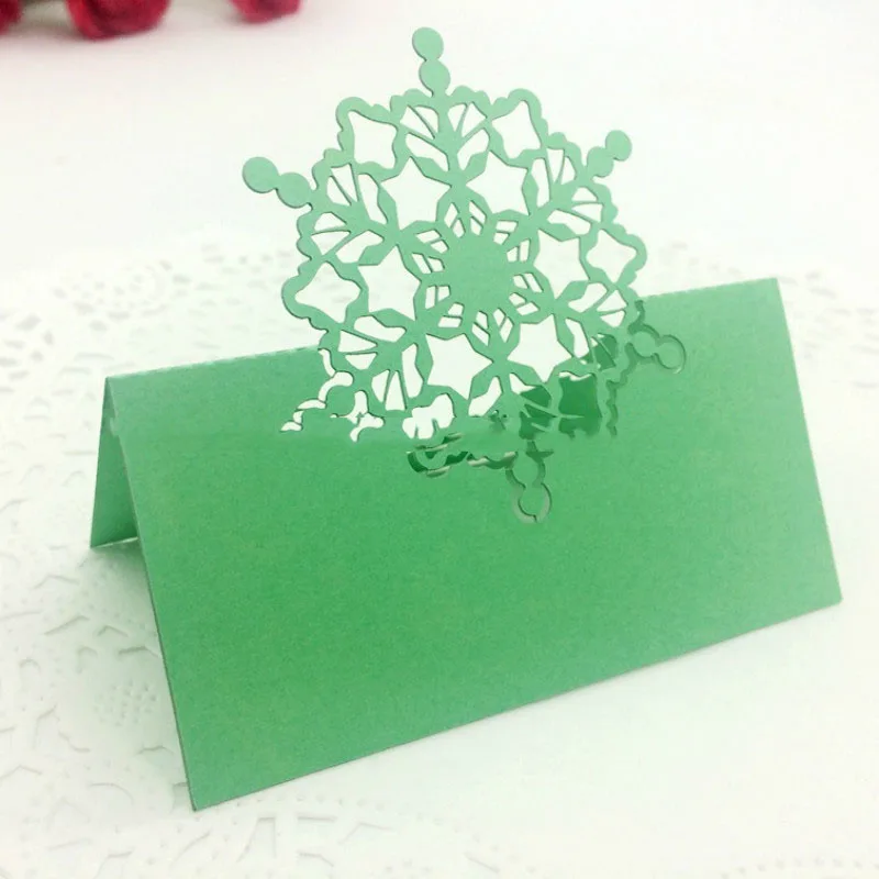 100pcs Luxury Hollow Seat Card Snowflakes Laser Cut Wedding Party Table Place Name Place Guests Cards Favor Decoration  (2)