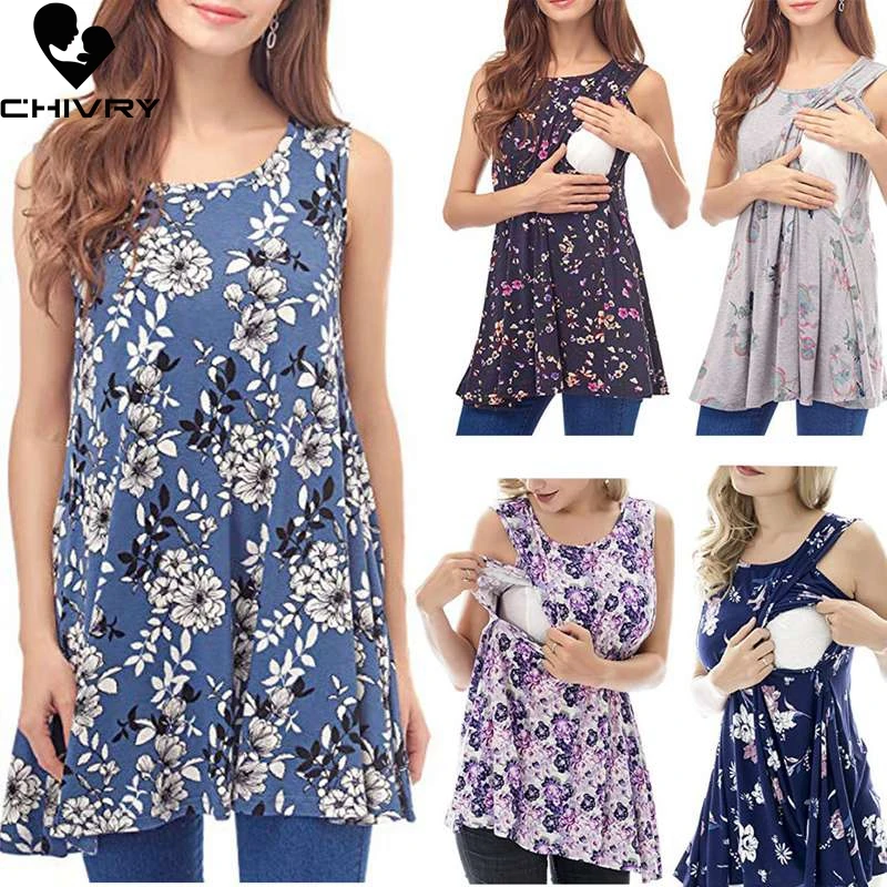 

Chivry Breast Feeding Nursing Maternity Dresses Mom Cute Floral Print Short Sleeve Pregnancy Dress Women Vestidos De Maternidad