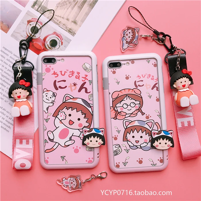 5pcs For iphone XR Cute Cherry pellets (F &ampB) Tempered Glass flim for iPhone X XS Max 6 78plus Sailor Moon Cover+ bumper+straps |