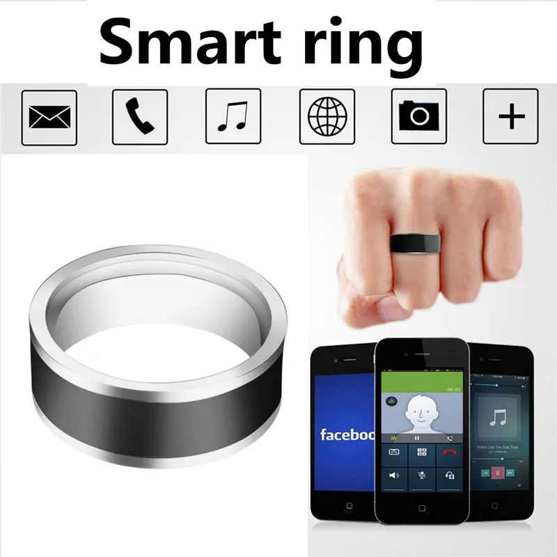 

Titanium Steel 7-12 Yard Two-chip Black NFC Smart Ring Mobile Phone Unlock Waterproof Touchs Unlock Health Protection Rings