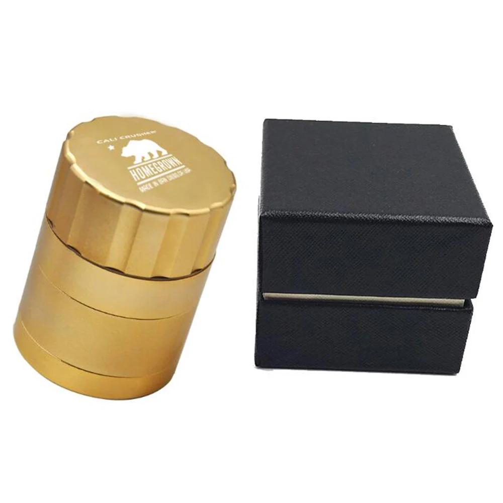 Авиационная алюминиевая травяная мельница 42 мм 4 слоя табачная мельница дробилка для специй с подарочной коробкой - Цвет: Gold-Gift Box