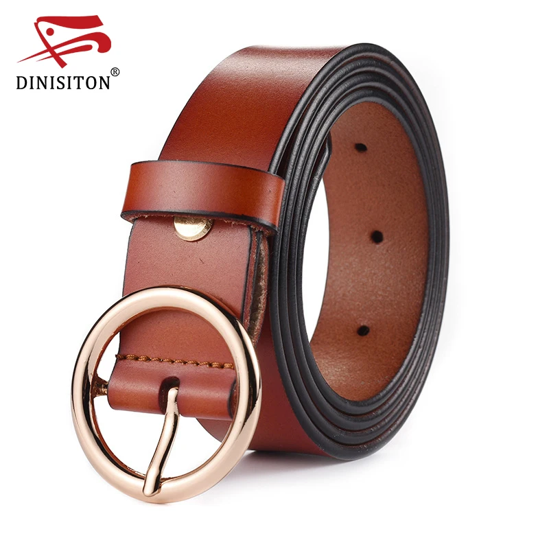 

DINISITON New Fashion Belt For Women Brand Designer Ladies Genuine Leather Metal Buckle Straps Girls Casual Accessories CMND014