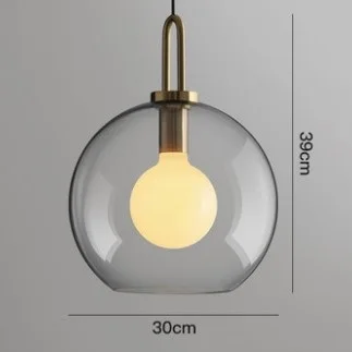 Современный светильник ins, роскошный ресторанный светильник, скандинавский стиль, креативный бар, столовая, прикроватный стеклянный шар, черная люстра - Цвет абажура: 30CM