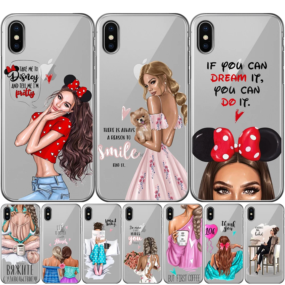

Fashion Girls Super Mom Baby Dad Phone Case For iPhone XS Max XR X 7 6s 8 Plus 5S SE Family mom baby girl case Cover etui Coque