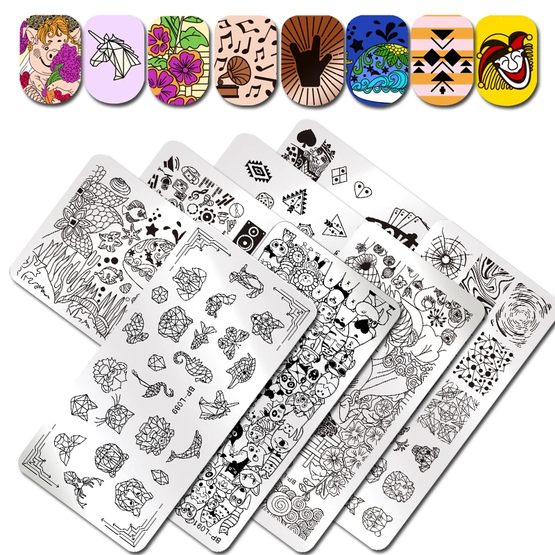 

BORN PRETTY Stamping Template Rectangle Rock Fest Musical Instrument Nail Art Image Plate
