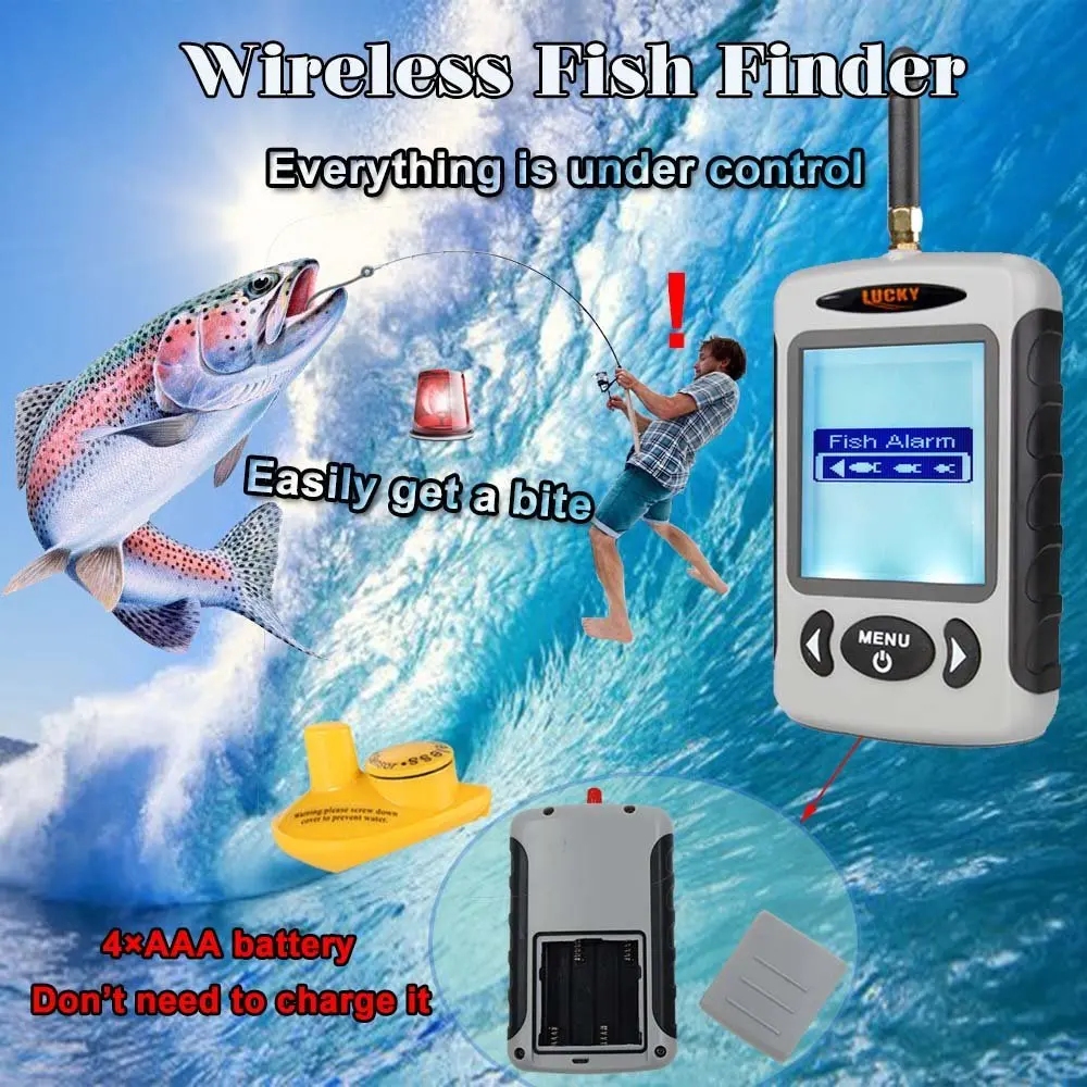 صدى ساوندرز صياد السمك اللاسلكية سونار FindFish أعمق كاياك Fishfinder ل المحيط قارب الصيد أعمق FindFish مع البطارية