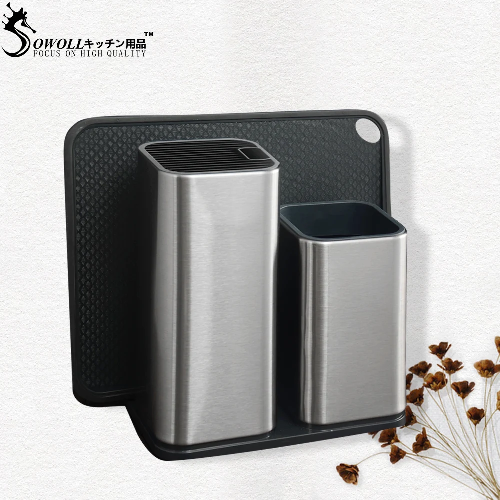 

Sowoll Stainless Steel Universal Knife Block Set Knife Holder For Knife Storage Space Saver And Easy To Clean Kitchen Accessory