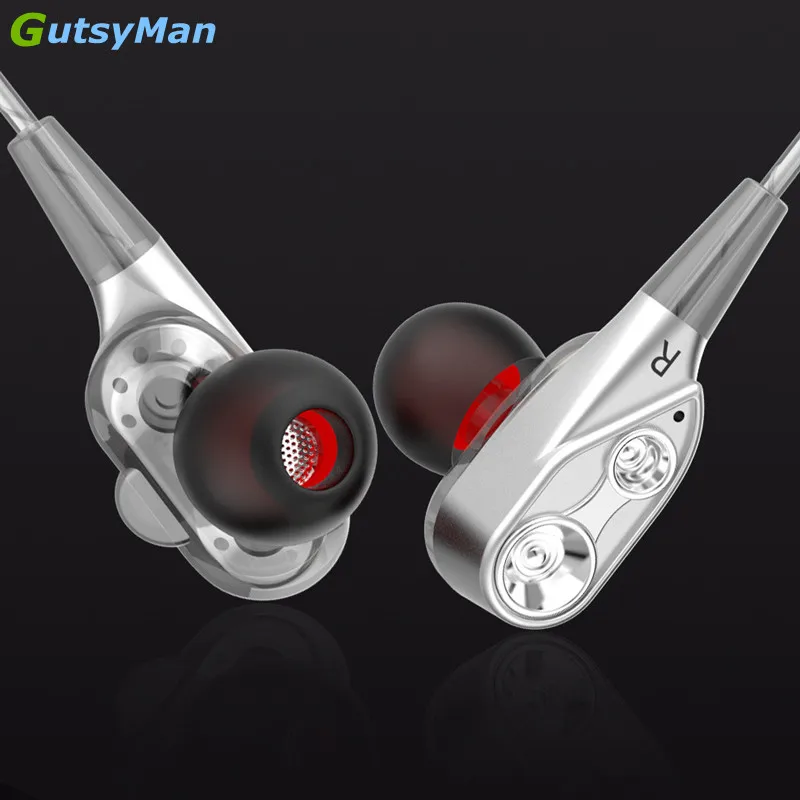 

GutsyMan GM21 Pro Dual Dynamic Driver Professional In Ear Sport HIFI Earphone with 4 driver inside For ipad For mobile phones