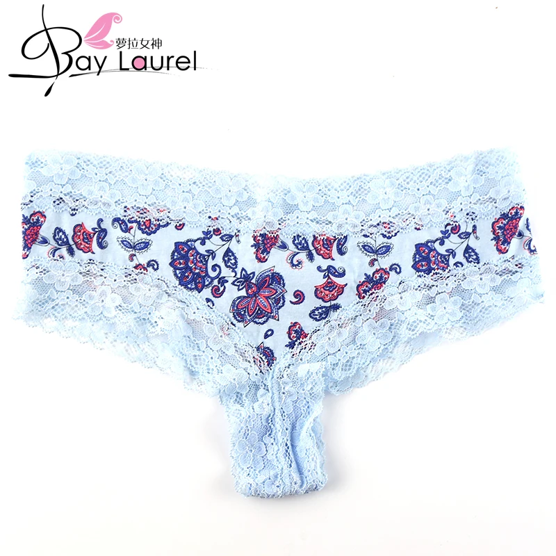 New Women Cotton Panties Seamless Briefs Underwear Blue Color UK Size M Intimates Delicate Lace