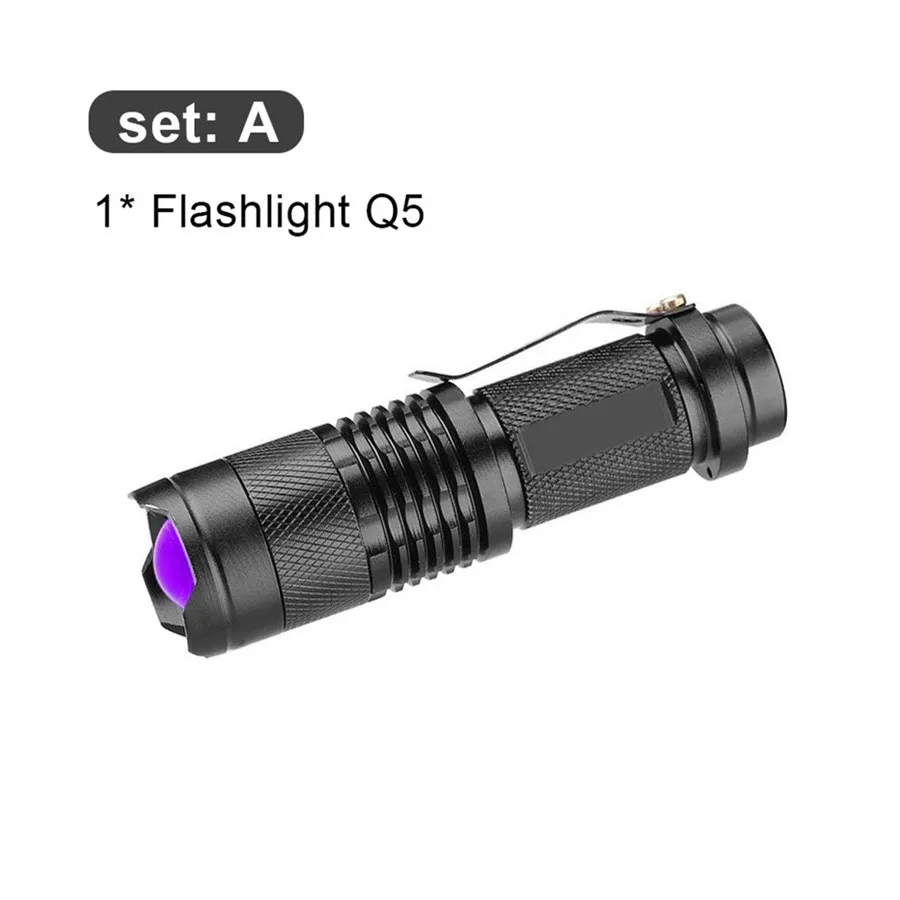 Светодиодный УФ-фонарик вкл/выкл перезаряжаемый зум ручной фонарик портативный мини-фонарик ультрафиолетовый свет для детектор денег Рыбалка - Испускаемый цвет: Package A