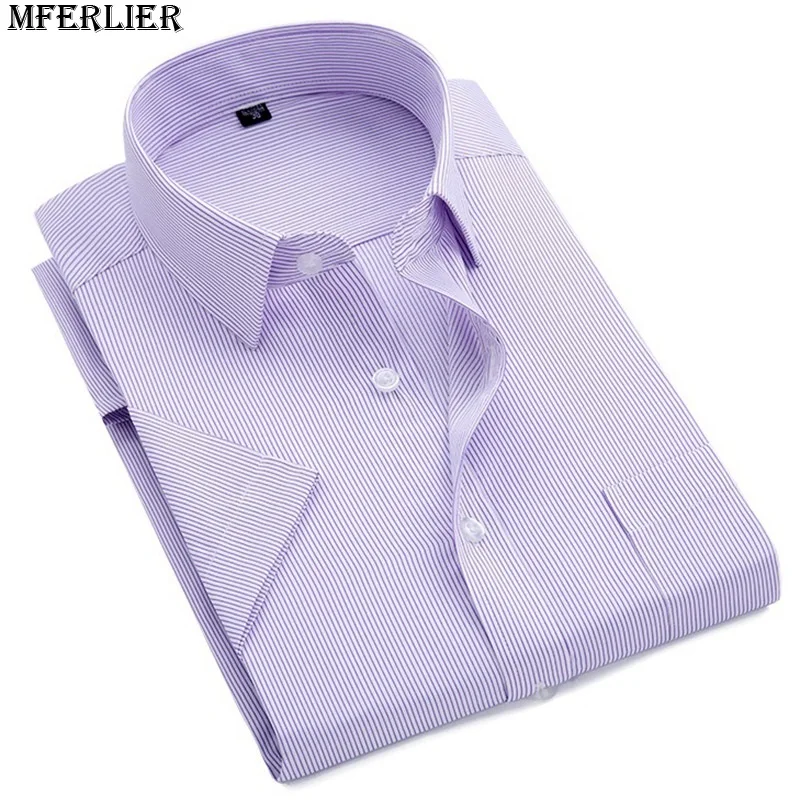 الصيف الرجال زائد كبيرة حجم 14XL مخطط قميص العمل الأعمال قصيرة الأكمام أكبر 7XL 8XL اللباس قميص 9XL 10XL 11XL 12XL 13XL قمصان