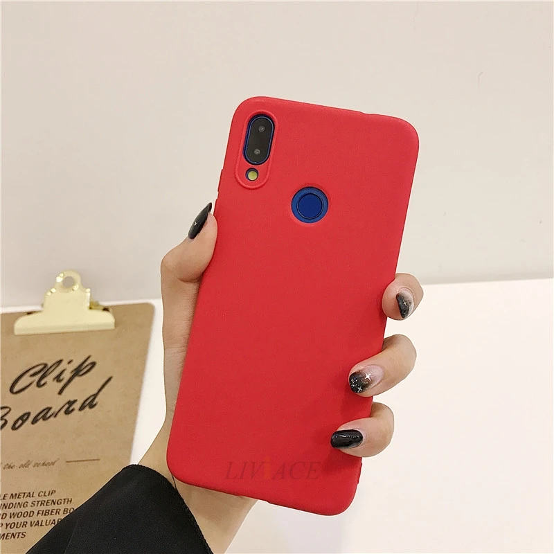 Силиконовый чехол карамельного цвета для телефона xiaomi redmi 7/redmi note 7 pro, Матовая Мягкая задняя крышка из ТПУ, чехлы для redmi note 7 - Цвет: red