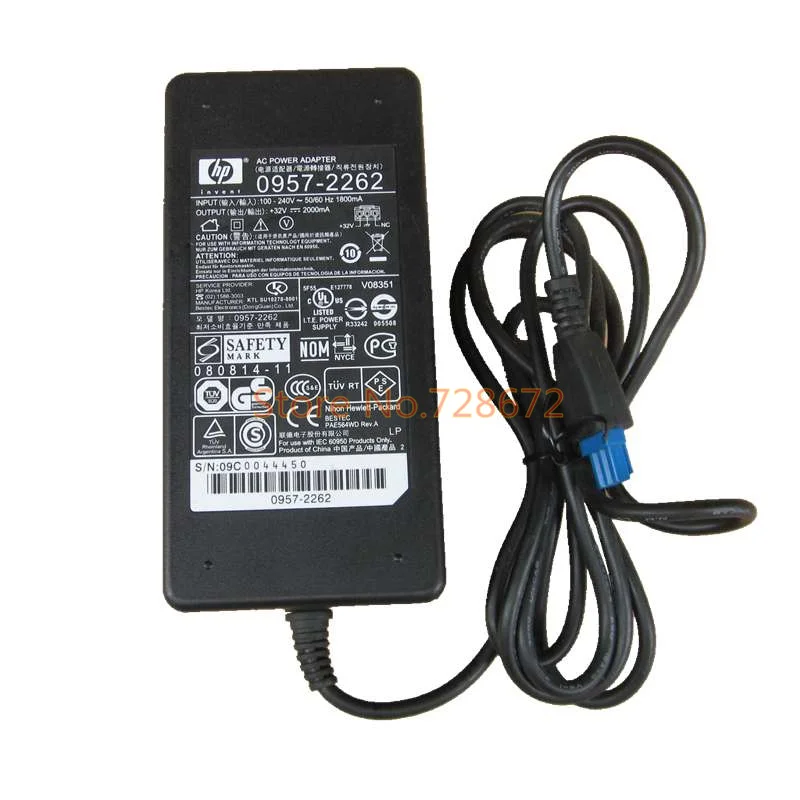 

NEW 0957-2262 32V 2000mA 2A AC Power Adapter Charger 100-240V 1800mA 50/60HZ For HP 8000 8500 7500 7600 7700 Printer