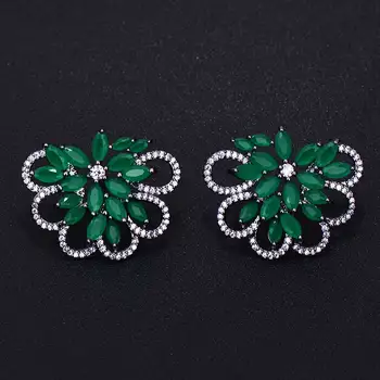 

GODKI Brand New Luxury Sunflower Cubic Zirconia Fashion Jewelry Earring 3.5CM * 2.5CM