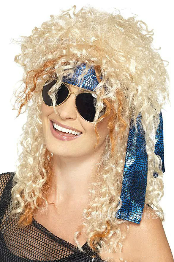 70s 80s Halloween Party Costumes Rocking Men Curly Synthetic Hair Punk Metal Rocker Disco Mullet Cosplay Hair