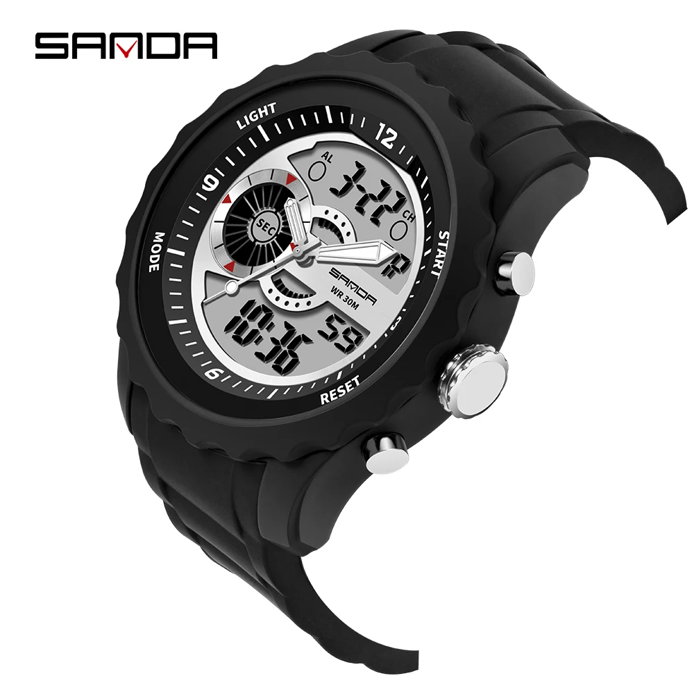

2019 SANDA Military Sport Watch Men Waterproof Electronic LED Digital Wristwatch Male Clock Silicone Watch Relogio Masculino 769