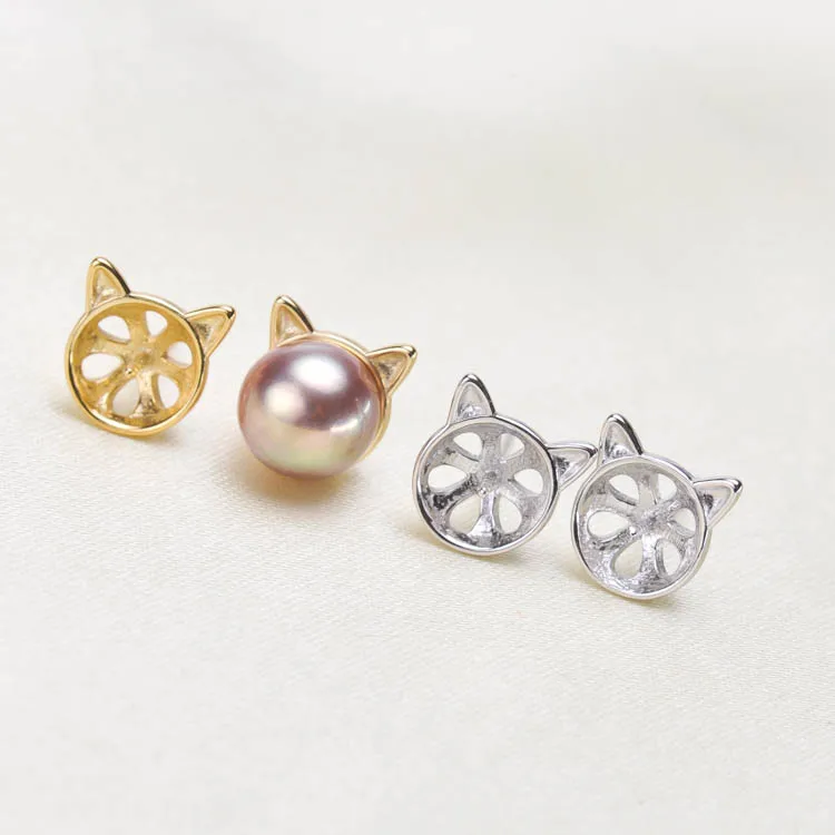 

925 Sterling Silver Pearl Earrings Fashion Stud Earrings Beautiful Findings Exquisite Jewelry Parts Fittings Women's Accessories