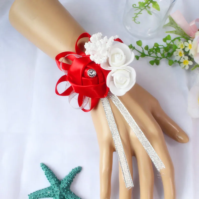 wrist corsage bracelet bridal wedding flowers Bridesmaid  (87)