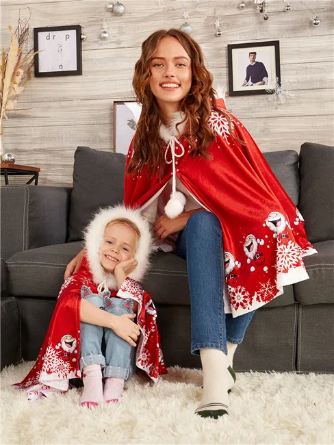 2018 одинаковые Семейные рождественские бархатные накидки с капюшоном, маскарадный сценический костюм, реквизит для фотосъемки