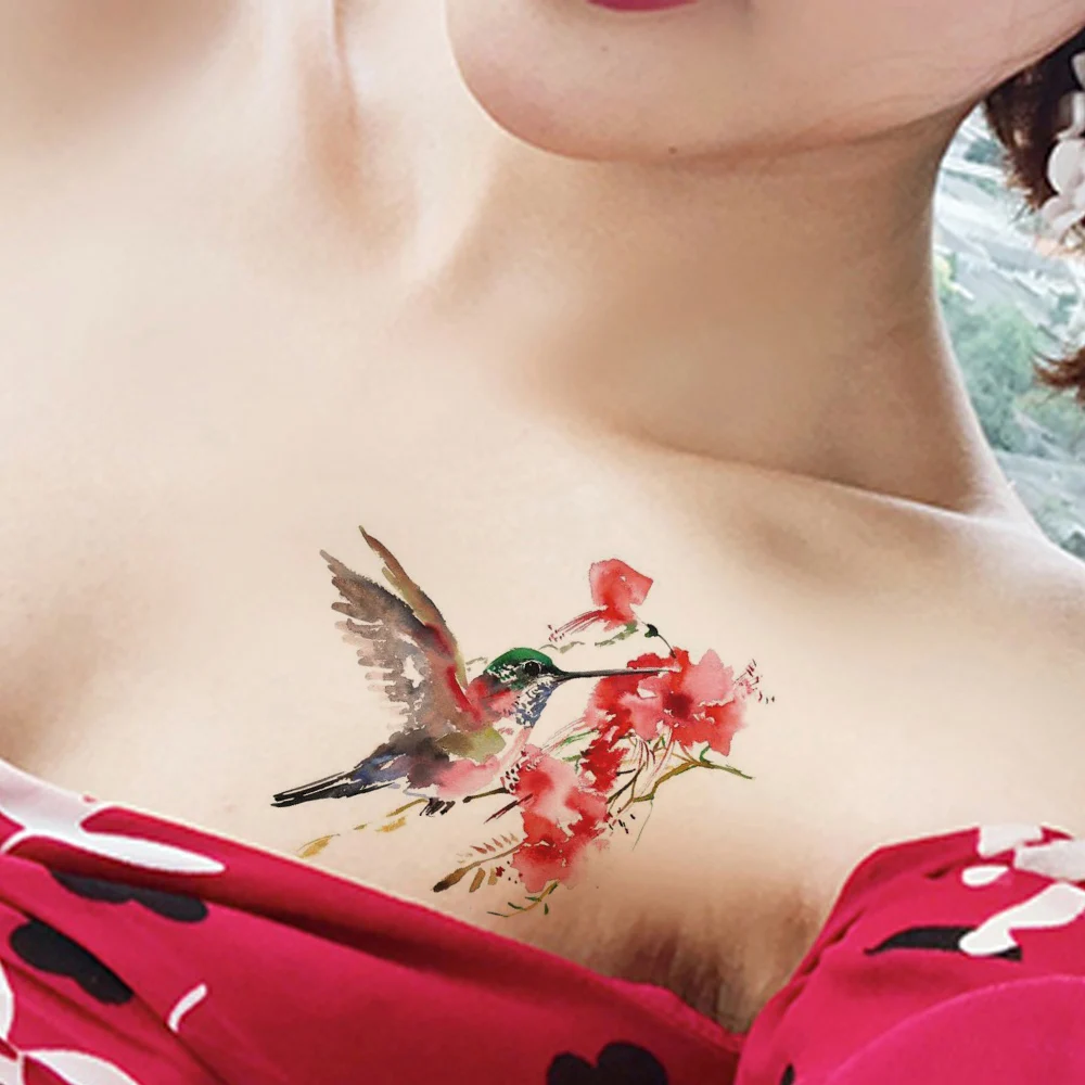 

Sexy Cute Humminbirds Waterproof Fake Tattoos Stickers Women Girls Kids Body Arm Art Tatoo Temporary Bird Body Tattoo Custom