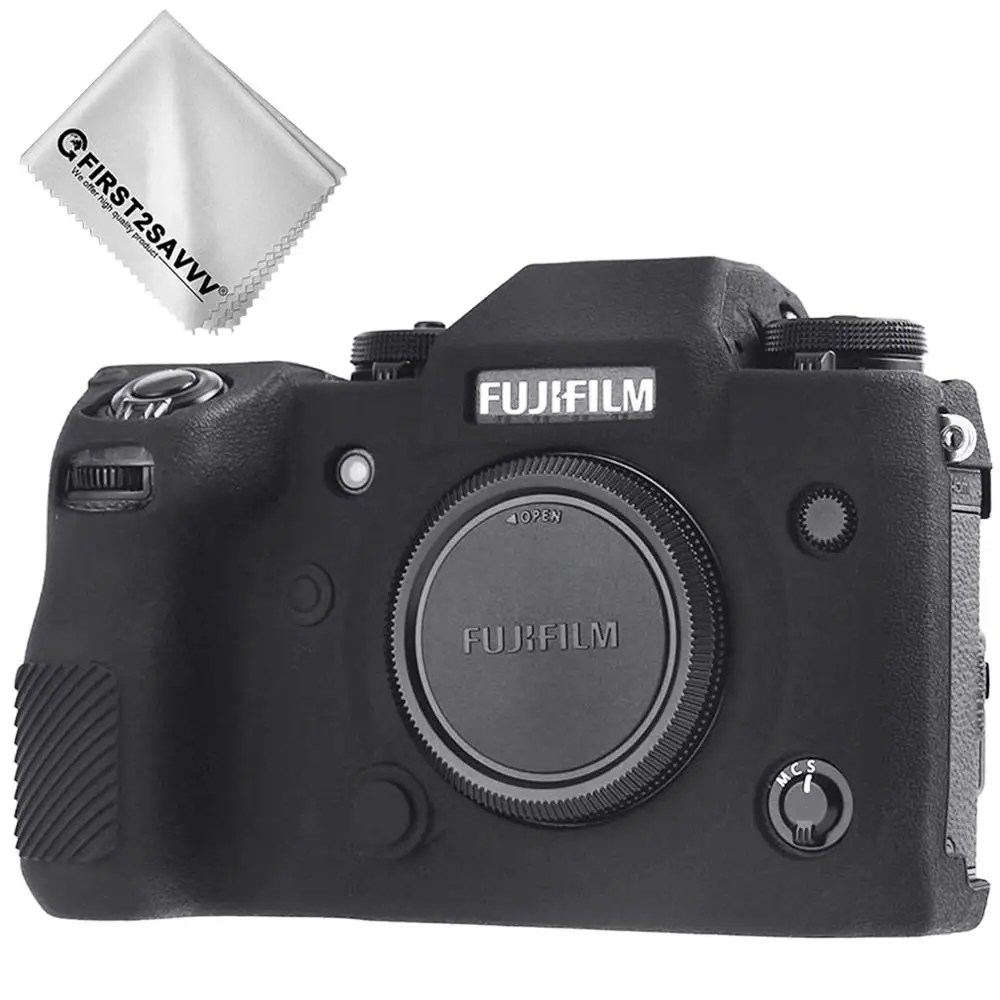 Топ текстура дизайн резиновый силиконовый чехол для FUJIFILM X-H1 мягкий силиконовый резиновый защитный корпус для камеры камера сумка - Цвет: Black