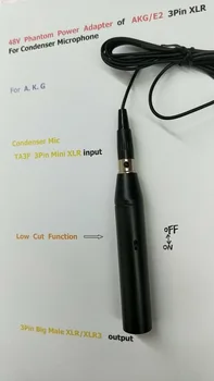 

XLR-3 48V Phanton Power adapter/Musical Instrument Mic Adapter/ Mini 3Pin switch to 6.3 Big Male XLR, with low cut function