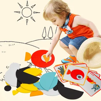 

Besegad Funny Wooden Creative DIY Puzzles Animal Geometric Shape Puzzle Educational Toys Wooden Bricks Puzzle Toys for Kids Gift