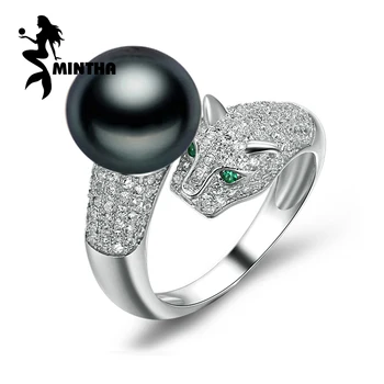 

MINTHA pearl jewelry Natural pearl rings Black Pearl women rings,adjustable freshwater Punk Leopard Rings for Women