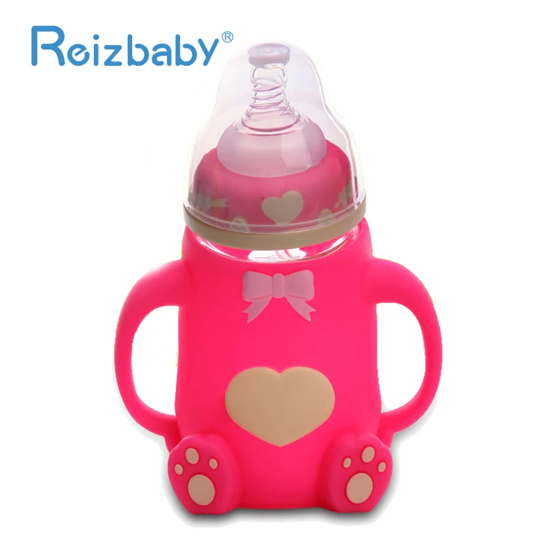 Reizbaby детская бутылка 240 мл милый мультфильм тип дуги стеклянная соска солома с