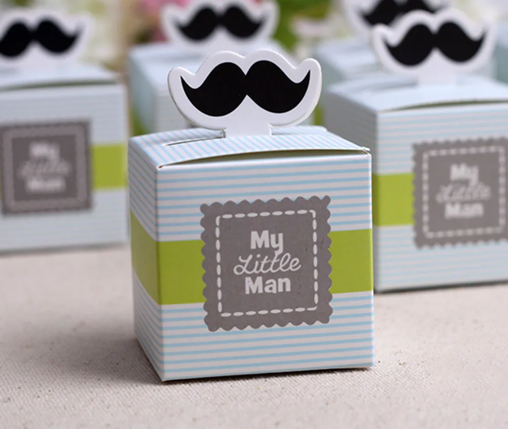 3000 шт мой маленький человек конфеты детский душ день ребенка усы коробка шоколада Свадебные сувениры пакет для подарка на день рождения - Цвет: Синий