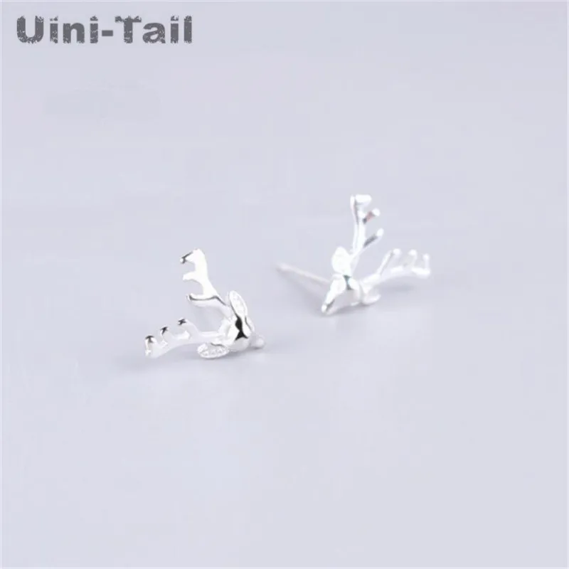 

Uini-Tail hot new 925 sterling silver sika deer head ear stud personality cute and delicate elk series earrings female allergy
